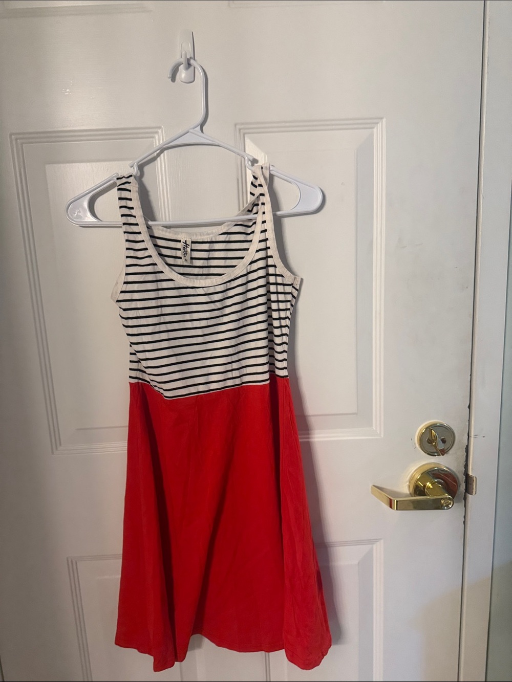 Striped Bodice Red Midi Dress - Casual Summer Style